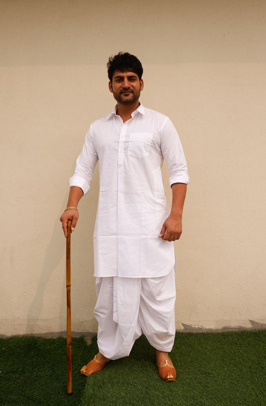 Traditional Haryanvi Dhoti Kurta with Khandwa for Men | Cotton Ready-to-Wear Ethnic Set