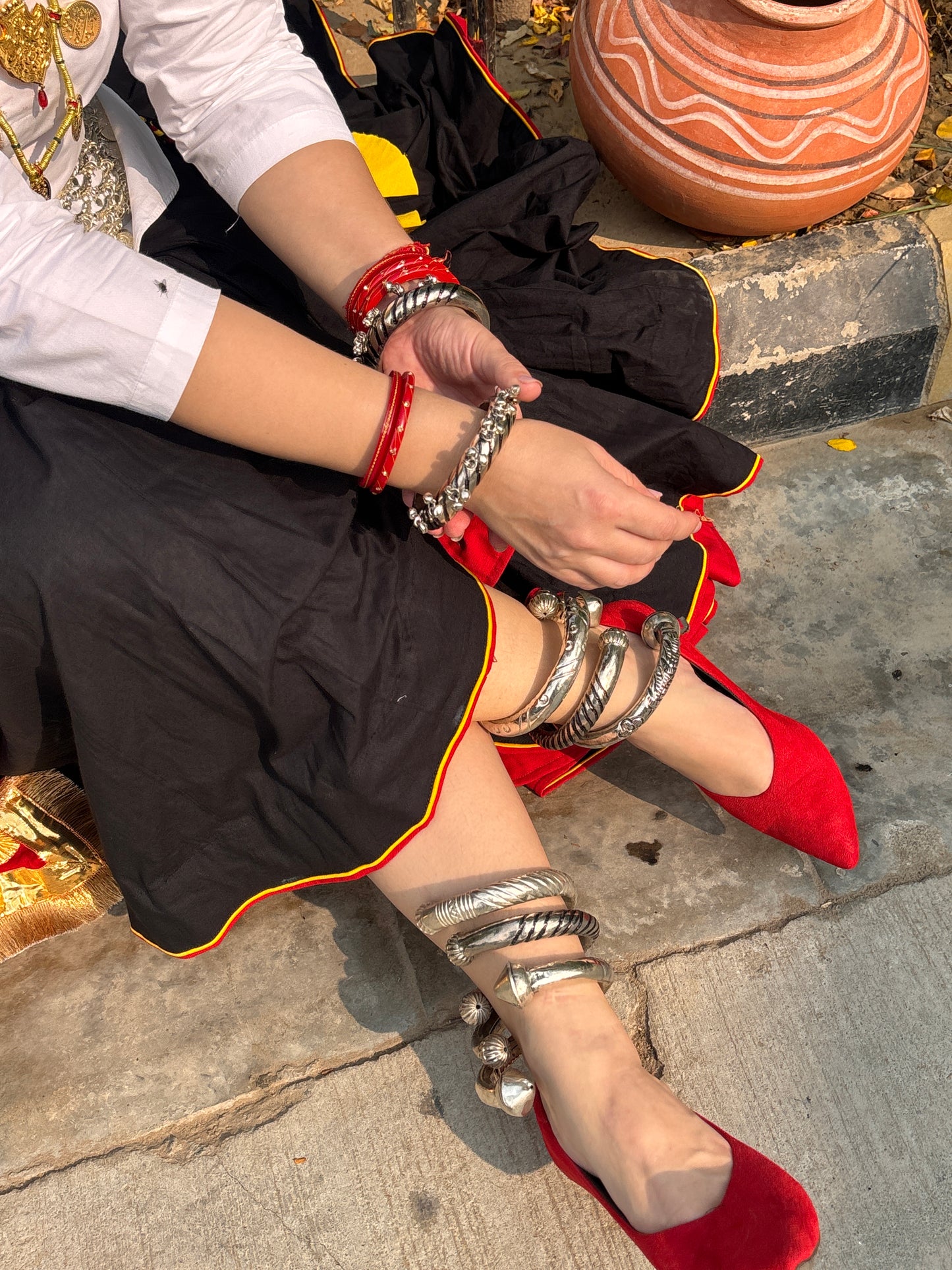 Authentic Haryanvi Jewellery Kadi (Anklet) – Silver Finish Ethnic Foot Ornament